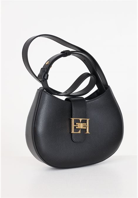 Black medium hobo women's bag with metal logo ELISABETTA FRANCHI | BS41F41E2110